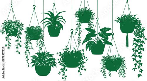 Floral hanging plants in tub decor ideas with green potted flowers