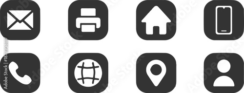 contact flat vector icon set phone fax illustration collection 