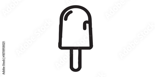 Ice cream on a stick vector icon, ice cream treat symbol, dessert concept, black outline and filled style, isolated on transparent background, simple modern design