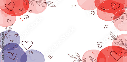 Whimsical illustration of hearts and flowers in soft pastel colors on a clean white background from a straightforward view