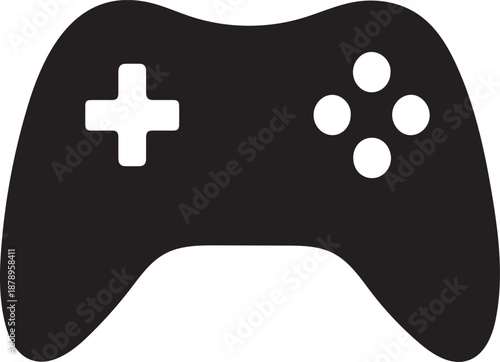 Gamepad Controller Icon - Flat Minimalist Black Vector Silhouette