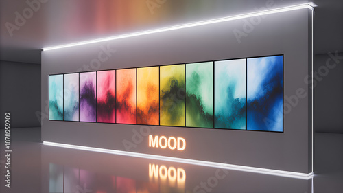 Vibrant color display with mood lighting in modern interior