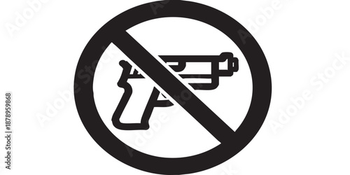Weapons prohibition zone vector icon, no weapons allowed symbol, safety and restriction concept, black outline and filled style, isolated on transparent background, simple modern design