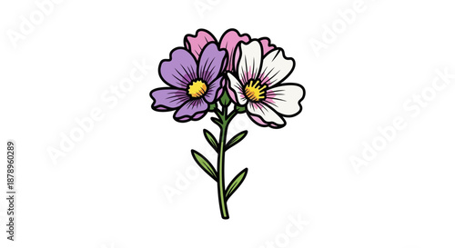 Vibrant Protea Flower Illustration on White Background