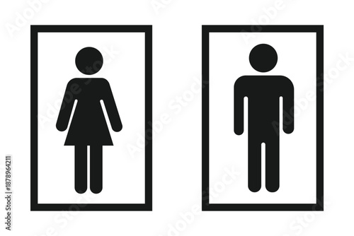 Restroom signage vector set, male female unisex accessible WC icons, public facility design, inclusive bathroom symbols, modern minimal style, stock art .