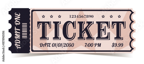Ticket template for various events. Retro design.