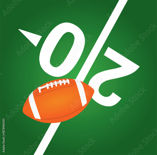 Ball on american football field. vector illustration