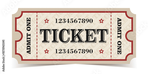 Ticket template, retro design. Universal, for various events.