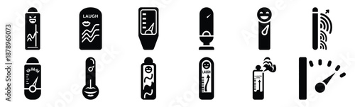 Set of laugh meter silhouette art. Funny large pack of vector silhouette design and isolated on white background