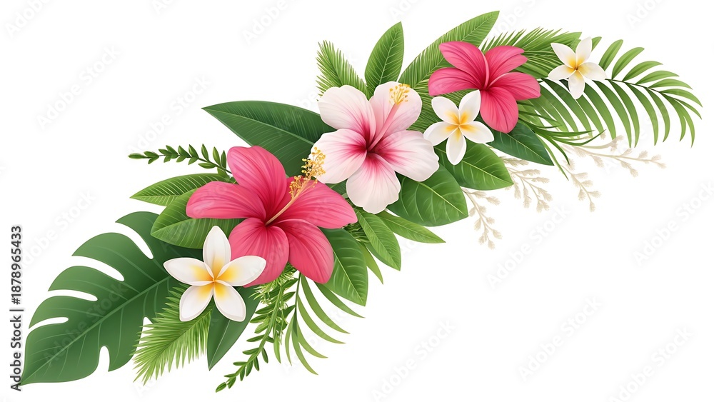 Obraz premium A vibrant floral arrangement with pink and white flowers and green leaves 3D Wallpaper Home Decoration Custom 3D Photo Wallpaper Panaflex Design for Wall HD Background