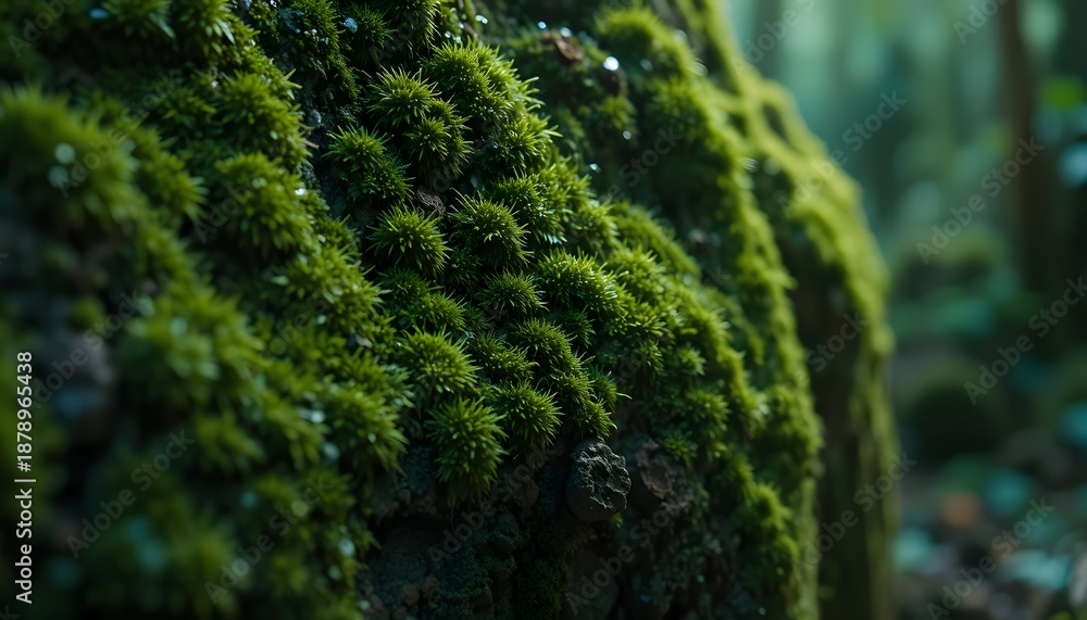 Fototapeta premium Mossy Tree Trunks in Shaded Forest