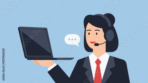 Woman Customer Service Representative with Headset.