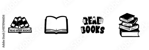 Books And Reading Icons In Hand Drawn Style Set. Literacy Promotion, Education, Knowledge Enhancement Doodle Sketch Collection. Encouraging Reading Habits. Isolated Vector Illustration