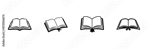 Open Books In Hand Drawn Style Set. Knowledge, Education, Literature, Reading Doodle Sketch Collection. Learning And Study Symbols. Isolated Vector Illustration