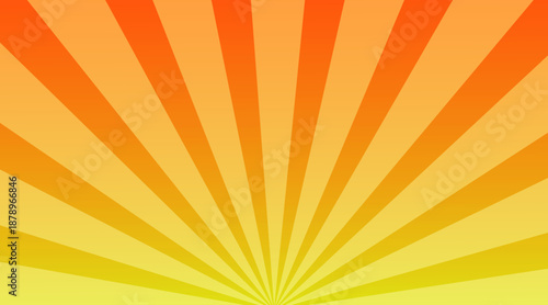 Abstract yellow sun rays background. Radiating sunburst pattern with bright yellow beams. Minimal retro backdrop for summer themes, energy, optimism, advertising, posters, banners, and graphic design