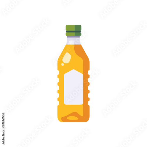Cooking oil bottle with green cap, colorful vector flat style illustration
