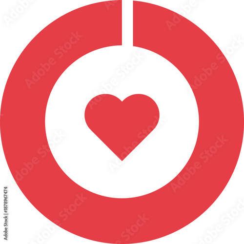 Vibrant Red Heart Icon with Modern Circular Frame, Symbolizing Love and Unity, Perfect for Digital and Print Designs