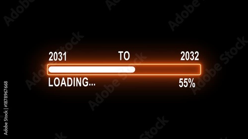Wallpaper Mural Futuristic Loading Bar Transition from 2031 to 2032 with Orange Glow on Black Background Torontodigital.ca