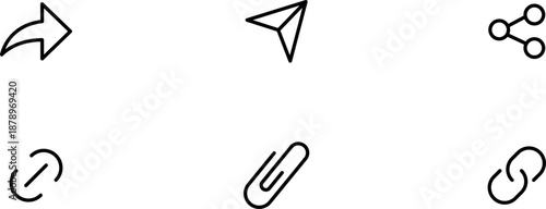 Link, share link, external link black vector icon set.  Redirecting links button. Web UI design. Vector illustration EPS 10