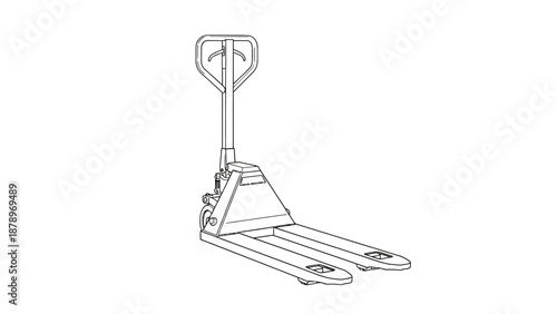 Simple line drawing of a pallet jack on a white background.