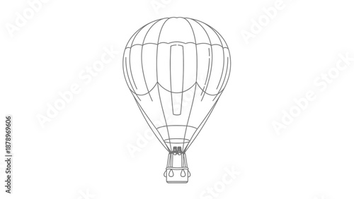 Simple line drawing of a hot air balloon in flight.