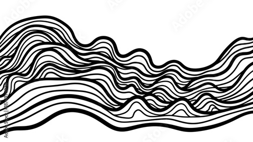 Minimalist Vector Pattern of Wavy Lines in Black in Modern Abstract Style for Elegant Design