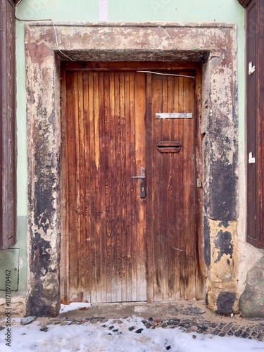 old wooden door in old town