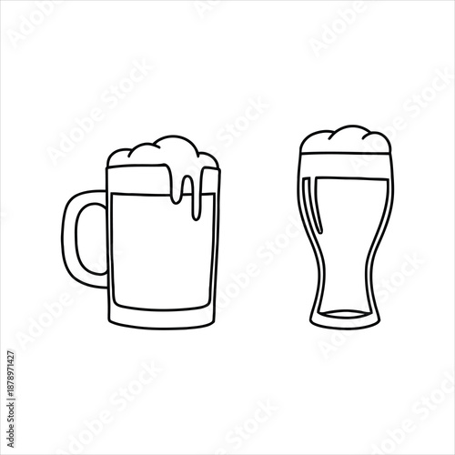 line drawing of two beer glasses with foam on top