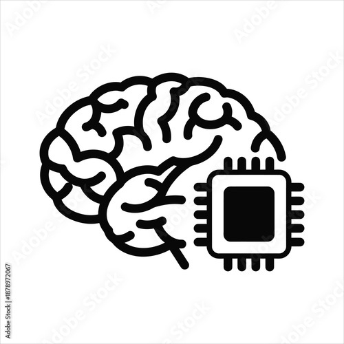 A human brain integrated with a microchip representing artificial intelligence concepts