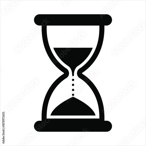 Simple black and white illustration of an hourglass showing the passage of time