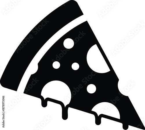 Pizza slice icon with dripping cheese and pepperoni, melted cheese, fast food, italian cuisine, delicious snack