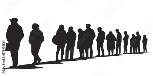 Silhouette of people in line