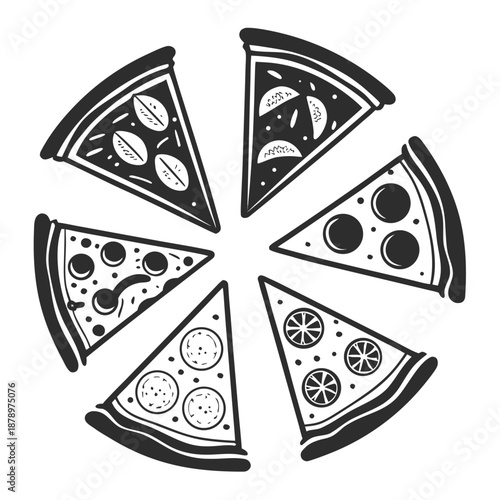 Variety of pizza slices