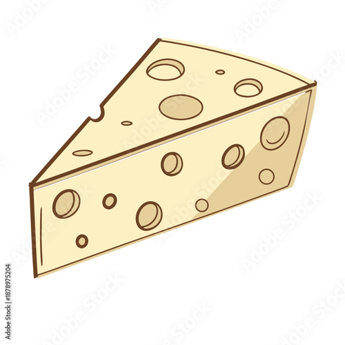 Cheese Wedge with Holes Vector Illustration
