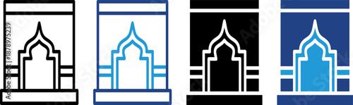 The icon of the prayer rug element as a symbol of the mosque as a base for worship for Muslims who are carrying out religious rituals.