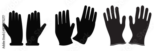 Medical Latex Gloves Vector Icon Set – Blue, White and Black Hand Gestures for Hygiene,
 Safety and Sterile Protection