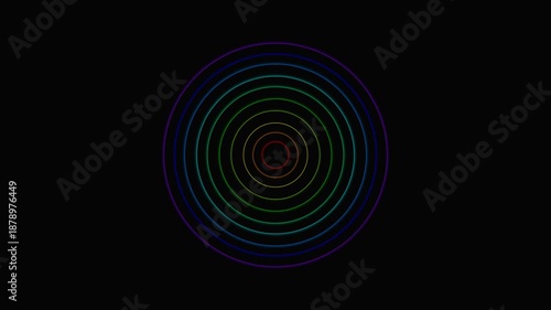 Neon Concentric Rings Audio Speaker Pulse Animation 4K Loop