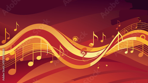 Elegant Crimson-to-Gold Symphonic Gradient Waves - AI-generated illustration