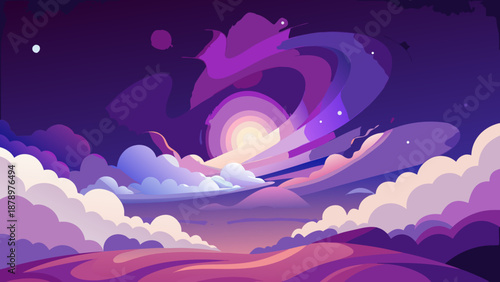 Elegant Purple-to-White Cosmic Nebula Gradient - AI-generated illustration