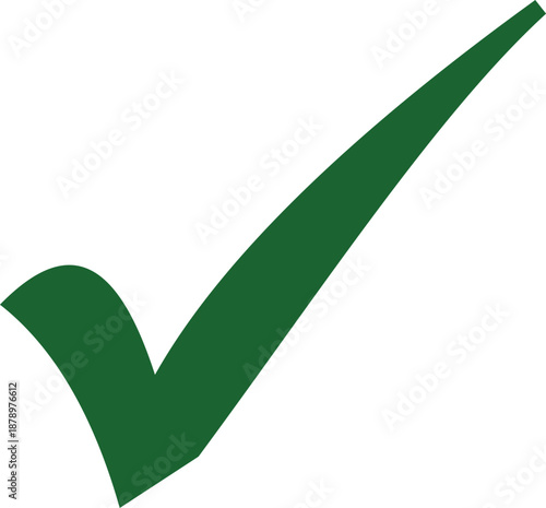 Green checkmark symbol on a white background tick 1
