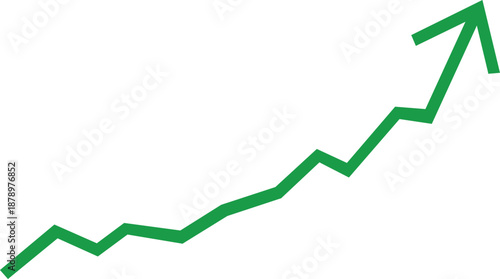 Green jagged line graph showing upward trend with sharp increase at the end