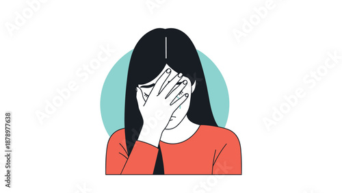 Emotional portrait of a woman covering her face with one hand while crying, expressing deep sadness, grief, or mental distress.