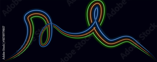 colorful neon light trails on dark background