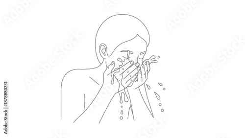 Person washing face with water clean refreshing clear skin care clean water splash gentle hygiene personal everyday activity