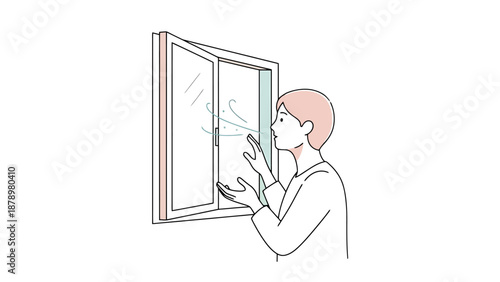 Person opens a room window to allow fresh air passage benefiting health and ventilation for a clean indoor environment
