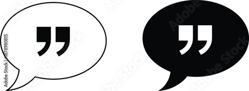 Speech Bubble Icon Featuring Double Quote Marks Representing Customer Testimonials Client Feedback Online Revi Digital Communication and Social Media Interaction Design