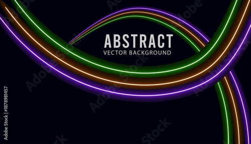 Colorful Neon Light Wavy Lines Abstract Background