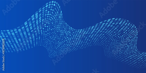 Blue pixel background. Abstract digital pattern with square elements grid. Futuristic dotted mesh with gradient effect. Geometric minimal digital design. Modern vector illustration.