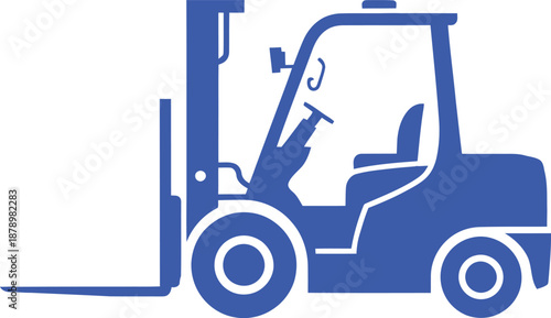 Forklift Truck Icon in Blue Color Isolated on White Background for Warehouse, Logistics, and Industrial Transport Design