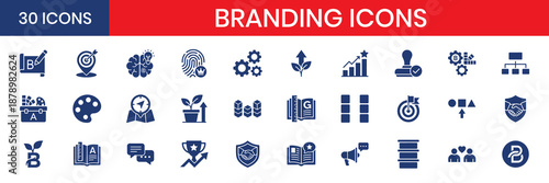 Branding Fill Color Icon Set Solid Blue Shapes